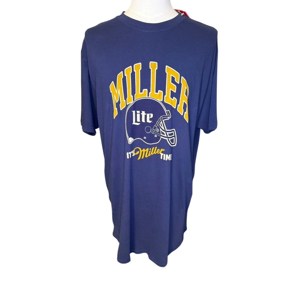 American Needle Miller Lite Football‎ Navy Blue Graphic T-Shirt Mens 2XL New